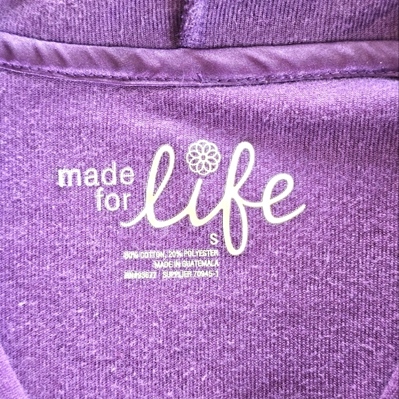 Made for Life Velour Velvet Purple Zip up Hoodie Jacket Super Soft & Cozy - Picture 4 of 5